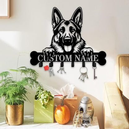 Personalized German Shepherd Key Holder, Dog Key with Metal Hooks Coats, or Accessories (German Shepherd Key Holder) - color: German Shepherd Key Holder