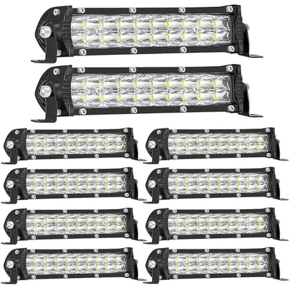 San-Young Slim 7 Inch LED Light Bars, 12V-60V Off Road Driving Truck LED Bar Lights 60W 6000lm Combo Off Road Lights, Waterproof Small Light Pods for ATV UTV RV Lawn Mower Golf Cart Boat, 10 Pack - color: 7 Inch 10 Pack