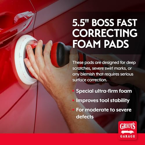 Griot's Garage BOSS 5.5" Fast Correcting Foam Pads for Car Polishing and Detailing, Buffing Pads for Moderate to Severe Scratch Removal, Set of 2 - size: 5.5 Inch Pads (Set of 2)