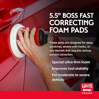 Griot's Garage BOSS 5.5" Fast Correcting Foam Pads for Car Polishing and Detailing, Buffing Pads for Moderate to Severe Scratch Removal, Set of 2 - size: 5.5 Inch Pads (Set of 2)