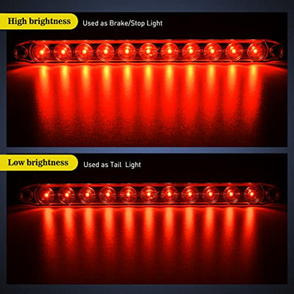 Nilight 2PCS 16Inch 11 LED Red Trailer Light Bar for Parking Stop Turn Signals Tail Brake DOT Compliant IP65 Waterproof Truck ID Marker - color: 2Pcs 16" Red 11LED