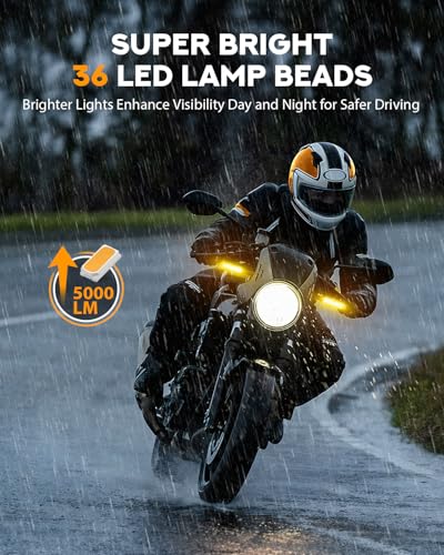 PBYMT Flowing LED Motorcycle Turn Signals 12V Super Bright Universal Sequential Front Rear Turn Signal Lights Waterproof IP67 fit for Harley Honda Yamaha Triumph (2 PCS)