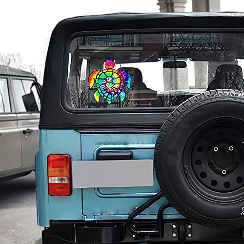 2 Pack Turtle Tie Dye Reflective Vinyl Car Decals Stickers Van Trucks Women Men Motorcycle Laptop Decals Skateboard Bike Bumper Window 5.1" - color: Turtle-1