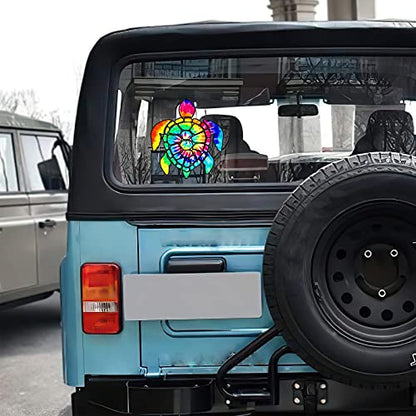 2 Pack Turtle Tie Dye Reflective Vinyl Car Decals Stickers Van Trucks Women Men Motorcycle Laptop Decals Skateboard Bike Bumper Window 5.1" - color: Turtle-1