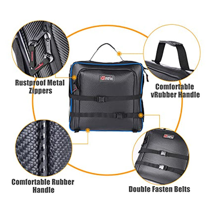 X3 Under Seat Storage Bag for Can-Am Maverick X3 2017-2025 | Large Capacity Tool Pouch Storage Bag Easy to Carry(BLUE PIPING) - color: BLUE PIPING