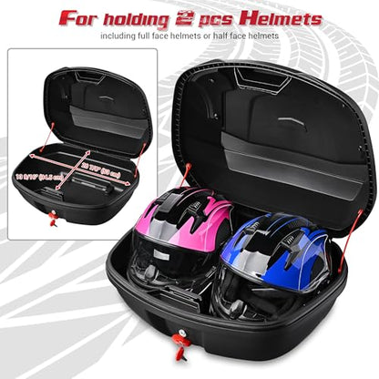 Motorcycle Trunk Motorcycle Top Case Tour Tail Box Lockable Storage Carrier Case for Helmet Luggage Black (48L) - size: 48L