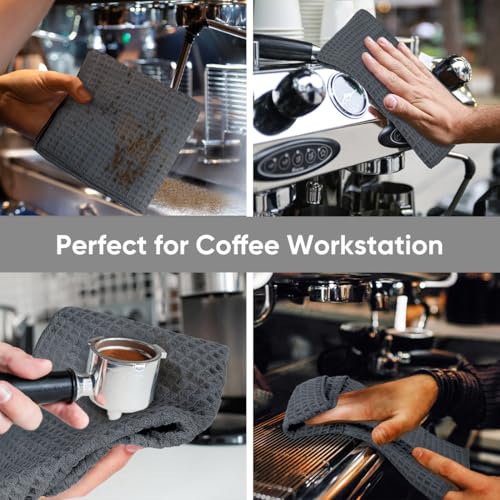 HOMEXCEL Waffle Weave Microfiber Towel, 10 Pack Lint Free Cleaning Rags, 12 x 12 Inches Barista Towels, Reusable Microfiber Cleaning Cloth for Household, Kitchen, Glass and Window, Grey - color: Grey