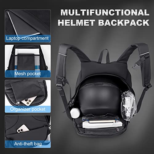 Motorcycle Backpack for Men - Large Capacity Waterproof Helmet Backpack for Men with Laptop Pocket, Large