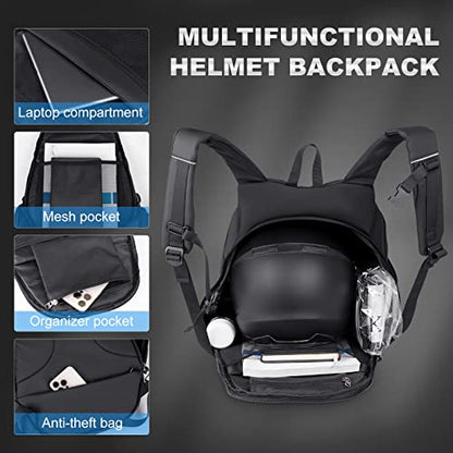 Motorcycle Backpack for Men - Large Capacity Waterproof Helmet Backpack for Men with Laptop Pocket, Large