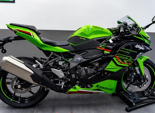 NIGHT CAT Compatible ZX-4R ZX4R/RR 2023 Motorcycle Fuel Tank Pad Kit Side Fuel Knee Guard Sticker Fuel Tank Protector(Black green-Fishbone Sticker) - color: Black Green-fishbone Sticker