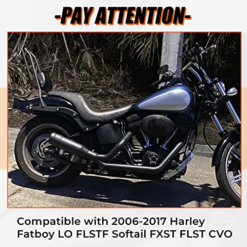 ECOTRIC Motorcycle Detachable Sissy Bar Backrest Pad Compatible with 2006-2017 Harley Davidson Fatboy Fat boy LO FLSTF Softail FXST FLST CVO Rear Passenger Adjustable Back rest Black Steel
