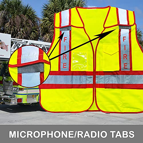 VIEWBRITE Reflective Class 2 Fire Vest Lime Green - 5 Point Breakaway High Visibility Yellow Fire Fighter Vest - color: Reflective Yellow, size: Medium-Large