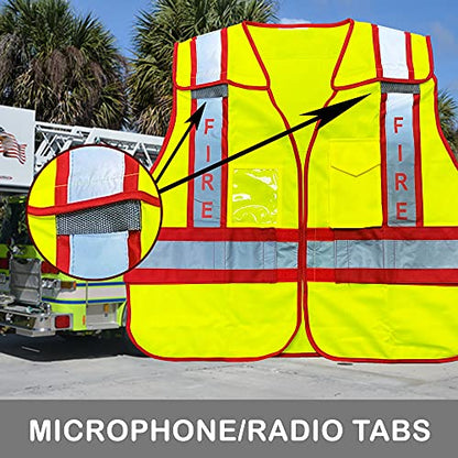 VIEWBRITE Reflective Class 2 Fire Vest Lime Green - 5 Point Breakaway High Visibility Yellow Fire Fighter Vest - color: Reflective Yellow, size: Medium-Large