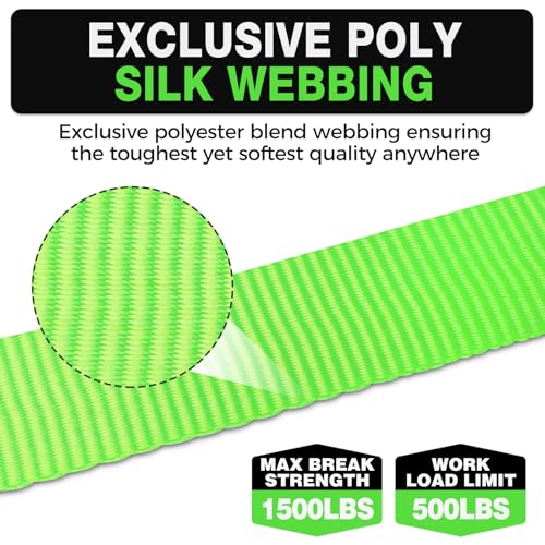 Retractable Ratchet Straps with Soft Loops(4 Pack)-(1,500lb Break Strength) -1 Inch x 12 Feet Heavy Duty Auto Self Retracting Tie Down Strap for Truck, Cargo Trailer, Motorcycle, Rad & More - color: Green Retractable