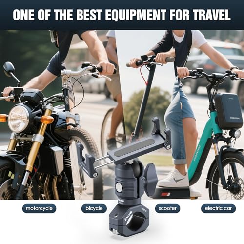 Motorcycle Phone Holder Kit for 4.7-7" Smartphone, Bar Clamp Fits 22-32mm (0.87-1.26") Handlebar/Round Bar, Aluminum Rotatable Magic Arm, Compatible with Motorcycle/ATV/Rail (KPS-08) - color: KPS-08