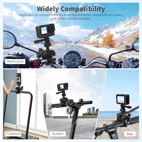 Bike Motorcycle Camera Mount Bundle Kit, 1/4 Screw & Tripod Mount Adapter, 360°Rotating Ball Head Base -Ballhead Arm Super Mounting Clamp for Most Action Camera, Clamp(0.86"-1.26“) 75016 - style: D22MM-32MM Universal ball