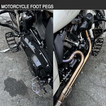 MX Wide Floorboards Foot Pegs Brake Pedal Cover Shifter Peg Kit for Harley Touring 1986-2023 Road Glide Street Glide 86-2017 Softail Fat Boy FL 2012-2016 Dyna FLD (Gold Black) - color: Gold Black