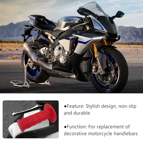 2PCS Motorcycle Grips,Anti-Slip Rubber Dirt Bike Grips with 7/8" Left & 1" Right Compatible with CRF KXF,Universal Motorcycle/Bike Handlebar Grips for Women & Men (Red) - color: Red