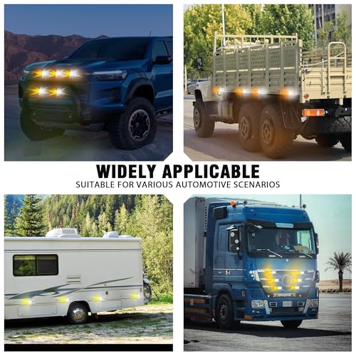 WINECO 8PCS LED Strobe Lights 12V Sync Feature Amber White 12LED Emergency Hazard Warning Lights with Strobe Controller for Trucks Vehicles ATV RV Cars Van - color: AMBER/WHITE