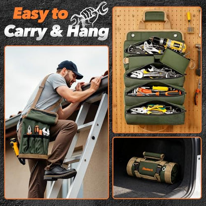 Fathers Day Gift for Husband Dad Men, Roll Up Tool Bag, Fathers Day Gift from Daughter Wife Son, Anniversary Birthday Gifts for Men Him, Portable Tool Organization for Mechanic Welding Electrician