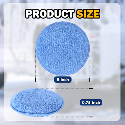 AIDEA Car Wax Applicator Pad, Microfiber Applicator Pad for Buffing & Detail Polishing, 12PK Round Foam Pads for Car Cleaning and Fine Polishing, 5 Inch