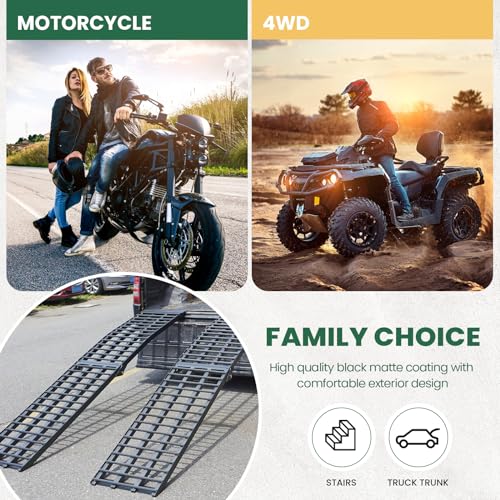 10ft Motorcycle Ramp 1500LBS Capacity, 120"x17.7" Black Truck Ramps, Loading Ramps for Pick Up Motorcycle, ATV, UTV, Dirt Bike, Lawn Mower, Golf Cart, Garden Tractor - size: W:17.7"