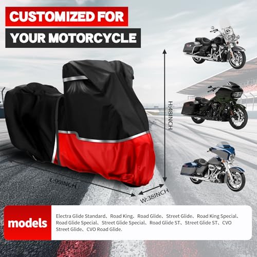 420D Waterproof Motorcycle Cover Replace for Harley Davidson Touring Models, Road Glide Special, Electra Glide Standard Motorcycle Cover for Snow Rain Dust Protection - size: Touring without Trunk