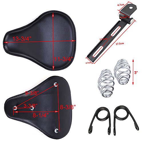 Motorcycle 13" Cushion Softail Spring Bracket Seat for Harley Suzuki Yamaha Bobber-Black - color: Black