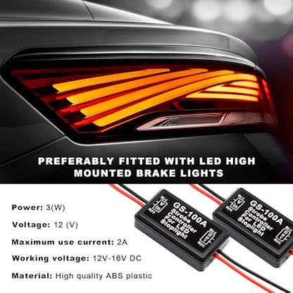 2 PCS Flash Strobe Controller, GS-100A 12-24V Car LED Flasher Module for Brake Light Tail Stop Light, Universal Flashing Strobe Blinking Controller for Car Truck Motorcycle - color: 2pcs