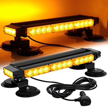 ASPL 16.8 Inch LED Strobe Flashing Light Bar, 26 Flashing Modes High Intensity Emergency Hazard Warning Beacon Lights with Magnetic Base for Car, Trucks, Snow Plow, Construction Vehicles (Amber) - color: Amber