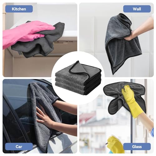 Shiny Cleaning Wipes Shower Cleaning Cloths- 3pcs Super Absorbent Microfiber Bath Towels for Effortless Cleaning of Windows, Bathroom, Car & Home Toilet - Shiny Cleaning Wipes（15.7x23.6in - color: Grey