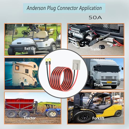 Anderson Plug Connection Cable 50A Anderson SB50 Plug Battery Quick Connector Cable 10AWG Cable with 50A Connector - size: Anderson O-ring 3m