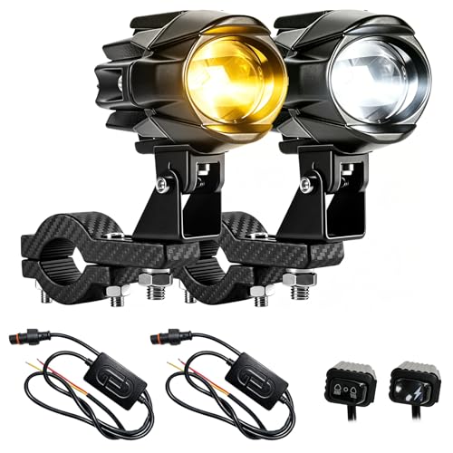 Motorcycle Driving Lights 8-80V 60W 6000LM LED Fog Lights with External Driver & Inline Switch, Quick-Release Connector, IP67 Waterproof, 5 Modes High/Low/Strobe for ATV, UTV, Truck, 2 Pack J - color: JRY-10-Mini