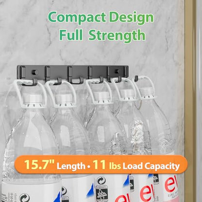 16-Inch Wall Mount Coat Rack with 6 Hooks, Compact Hooks for Hanging Coats, Hats, Jacket, Bags and Purses in Entryway, Bedroom, Bathroom or Closet, Install with Strong Glue or Screws (2-Pack) - color: Black - 2 Pack