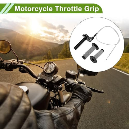 22mm Throttle Grip with 120cm White Throttle Cable 1 Pair of Convex Black Handlebar Covers Plastic Aluminum Alloy Motorcycle Throttle Grip Black - color: Black