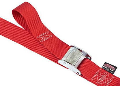 PowerTye Cam Buckle Tie Down Straps – 2 inch x 12ft Straps with Latch Hooks – Ideal for Motorcycle, ATV, Trailers, and Truck Bed Cargo – 600 lb WLL & 1,800 lb Break Strength – USA Made, Red (Pair) - color: Red