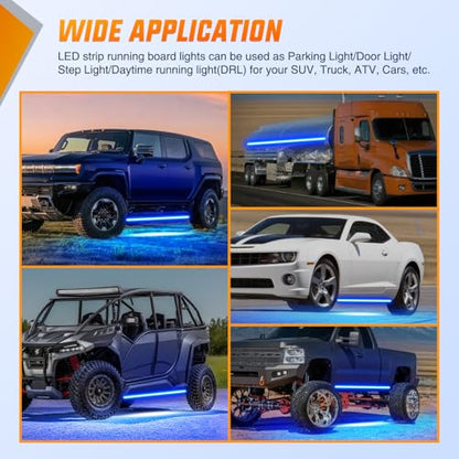 Nilight 2PCS 70 Inch Emergency Strobe Light Strip with Controller 864 LED Blue Running Board Lights Flexible Side Flashing Warning Caution Safety Waterproof for Truck Construction Pickup - color: Blue, size: Running Board Strobes w/Controller
