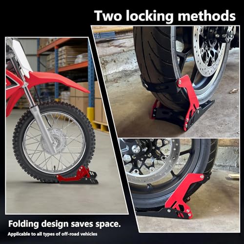 Electric Dirt Bike Wheel Chock MotorcycleTrailer Stand 1800 lb Universal for 8"-21" Ebike for CRF TTR KLX 110 PW CRF KX 50 85 Surron Sur ron Light Bee S/X LBX X260 TTR 125 90 230 Adjustable