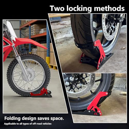 Electric Dirt Bike Wheel Chock MotorcycleTrailer Stand 1800 lb Universal for 8"-21" Ebike for CRF TTR KLX 110 PW CRF KX 50 85 Surron Sur ron Light Bee S/X LBX X260 TTR 125 90 230 Adjustable