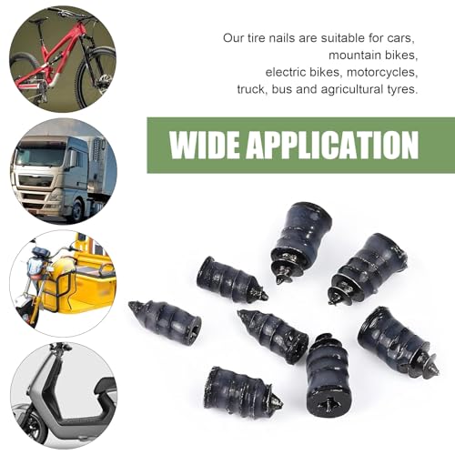 60PCS Tire Repair Rubber Nail, Vacuum Tire Repair Spiral Rubber Screws Kit, Self-Service Tire Screw Plugs Quick Repairs Tool for Car, Motorcycle, Truck, Tractor Tires Puncture Repair - size: 60 PCS