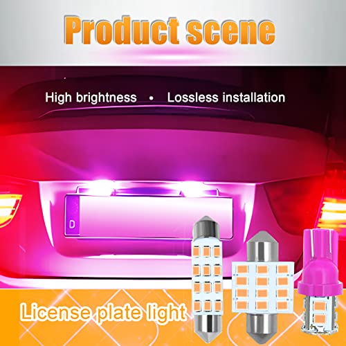 YOGEIER Car LED Bulb, Pink, 24 Sets, Compatible with All Vehicles, Wide Range of Applications, Easy Installation - color: pink