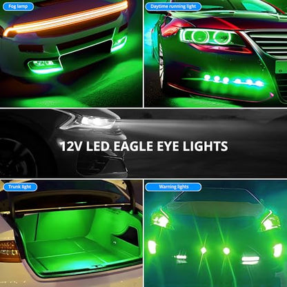 4Pcs 23mm DC 12V Black shell Eagle Eye Cob LED Car Fog DRL Daytime Running Light Backup Reverse Tail Rock Lights Headlights Signal Lamp Small bulb use for car and motorcycle (Green) - color: Green