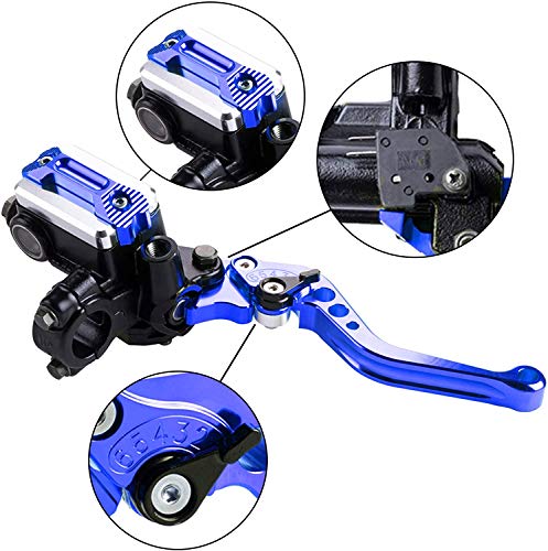 Motorcycle Brake Lever 7/8“ 22mm Motorcycle Handlebar Brake Master Cylinder Clutch Levers Left & Right Set + Hand Grips + Handlebar Ends Set for Harley Honda Kawasaki Suzuki Yamaha (Blue) - color: Blue-Set