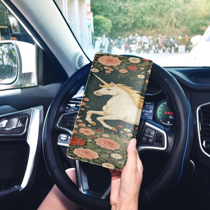 GuoChe Pu Leather Registration and Insurance Card Holder Men Women Document Wallet for any Car, Truck, Motorcycle, Trailer or Boat Fantasy Creature Medieval Art - color: 31