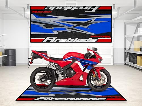 Parking Mat for CBR 1000RR Fireblade Motorcycle Model, Display and Pit Mat, Washable Non-Slip Garage and Showroom Floor Carpet (Black, Size 2: 102 x 47/260 x 120 cm) - size: 3'11" x 8'6" (Oblong)