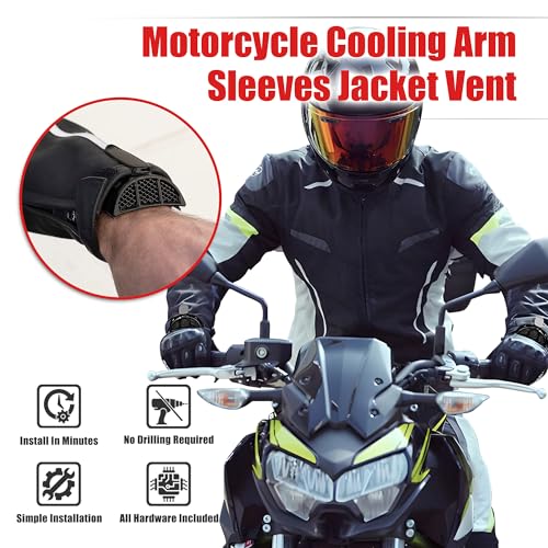 Goldfire Cooling Arm Sleeves 1 Pair Motorcycle Cooling System Jacket Sleeve Vent for Riding Warm Weather Accessories - color: Balck