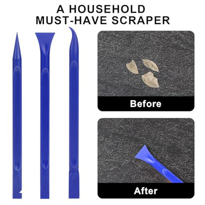 Car Crevice Cleaning Tool, 9 Pieces No-Scratch Plastic Scraper Tool for Tight Spaces, Multi-Use Small Paint Scraper Tool Sticker Remover for Kitchen, Crevices, Food, Paint, Labels, Oil Stains, Dirt - color: Blue