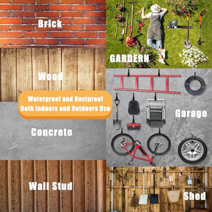 Heavy Duty Utility Hooks - Wall Mount, Hose Holder, Bike & Ladder Hooks, Chainsaw & Leaf Blower Hanger - 8 Small - size: 8 S