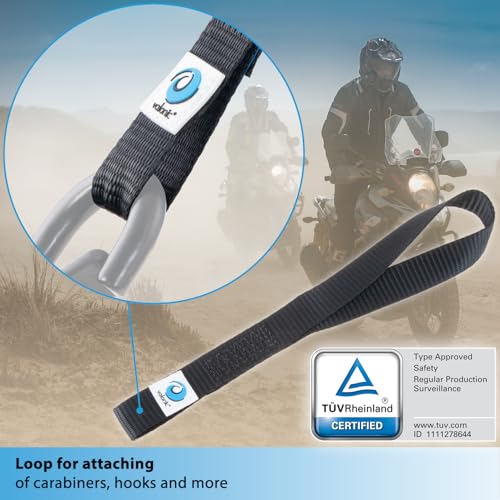 valonic Falcon - Soft Loop tie Down Straps - 4 Pack, 4400lbs, 1" x 12", Double Stitched, Black - for Motorcycle Handlebar - size: 1 ft