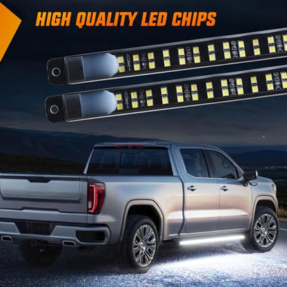 Nilight 2PCS 70 Inch Emergency Strobe Light Strip with Controller 864 LED White Running Board Lights Flexible Side Flashing Warning Caution Safety Waterproof for Truck Construction Pickup - color: White, size: Running Board Strobes w/Controller